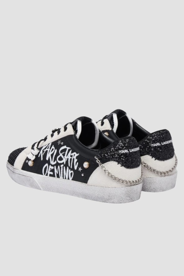 KARL LAGERFELD Czarno-białe damskie trampki SKOOL KARL STATE OF MIND, Rozmiar 39