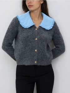 Kardigan z kołnierzykiem - szary