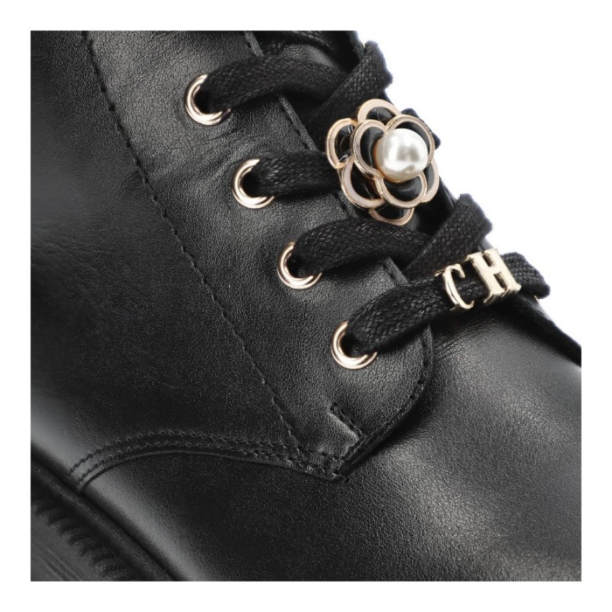 Czarne Botki Chebello Modne Obuwie Damskie Ze Skóry Naturalnej