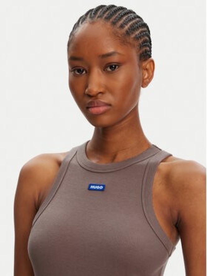 HUGO Top 50508857 Brązowy Slim Fit