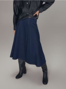 Jeansowa spódnica midi - granatowy