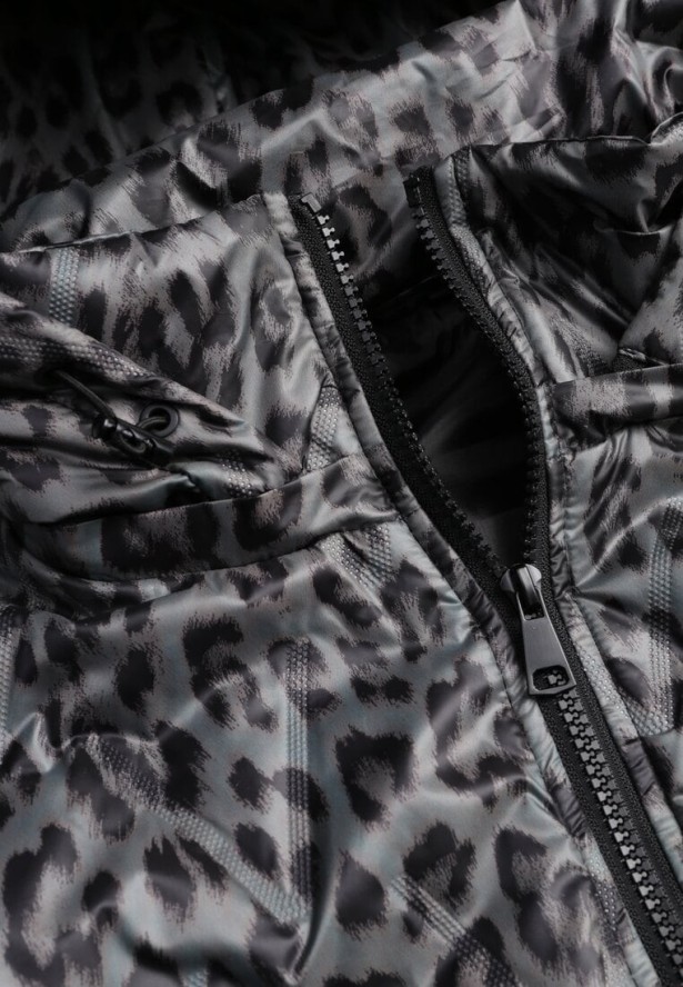 Zielona Panterkowa Kurtka z Odpinanym Kapturem Anastaera