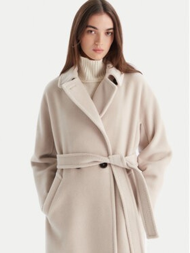 Marella Płaszcz wełniany English 2523016142 Szary Regular Fit