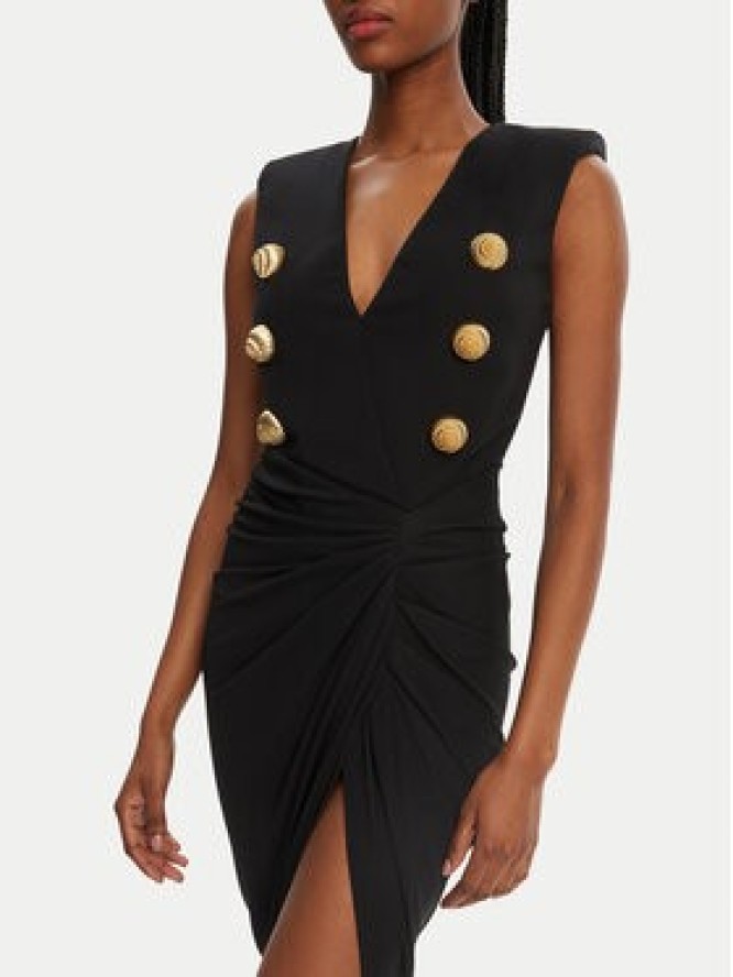 Balmain Sukienka wieczorowa DF0RP575JE50 Czarny Regular Fit