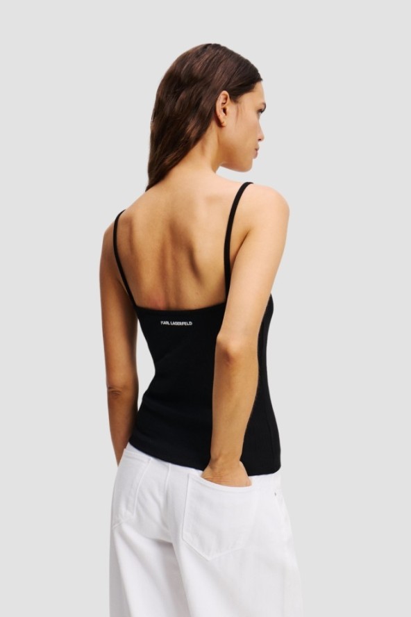 KARL LAGERFELD Сzarny damski top Ikon Patch Tank Top, Rozmiar L