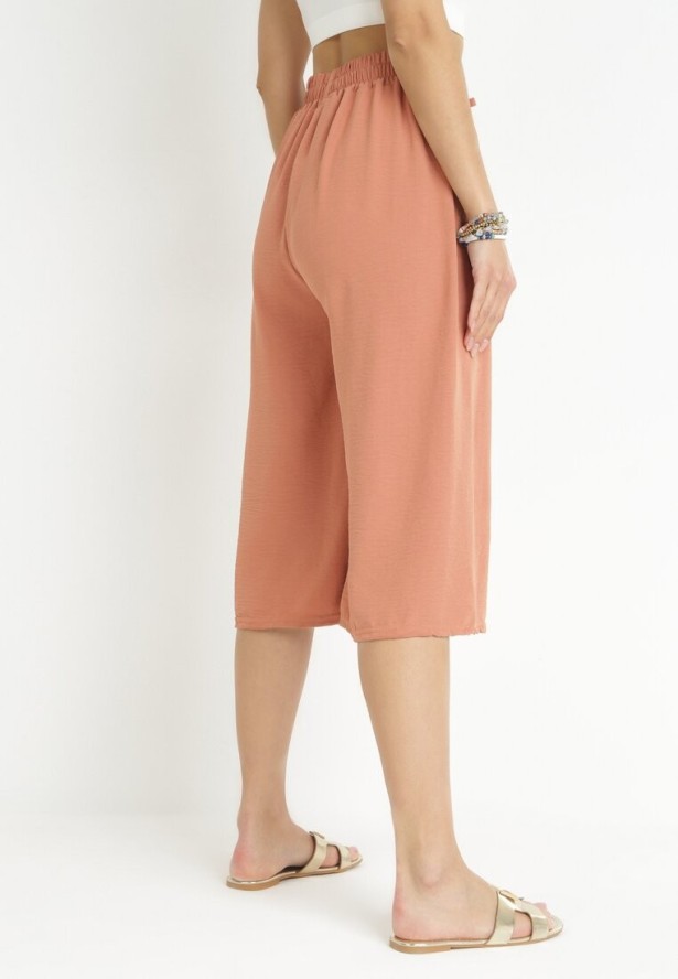 Różowe Szerokie Spodnie z Gumką w Pasie Sliverta