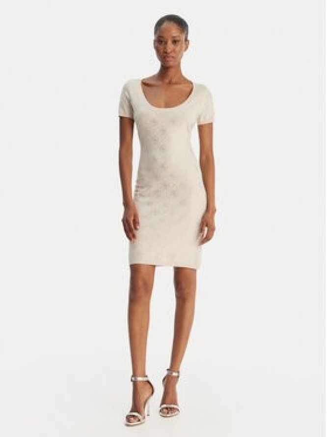 Guess Sukienka dzianinowa W6RK92 Z3JD2 Beżowy Regular Fit