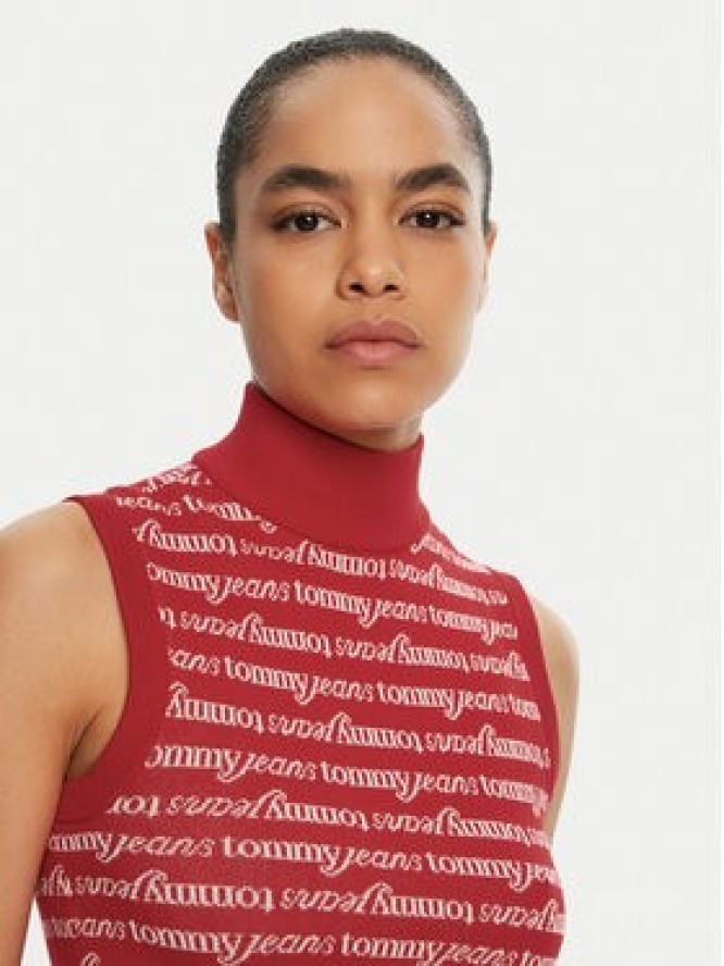 Tommy Jeans Golf DW0DW19346 Czerwony Slim Fit