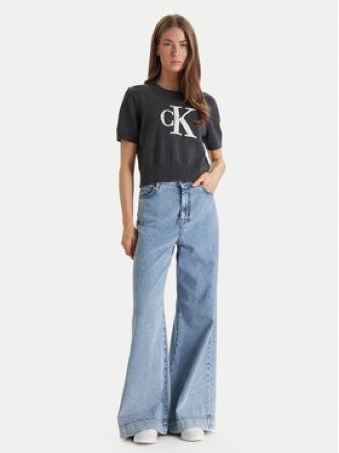 Calvin Klein Jeans Sweter Chunky LV044E306G Szary Regular Fit