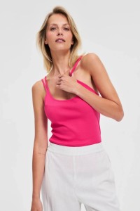 Bawełniany top fuksjowy