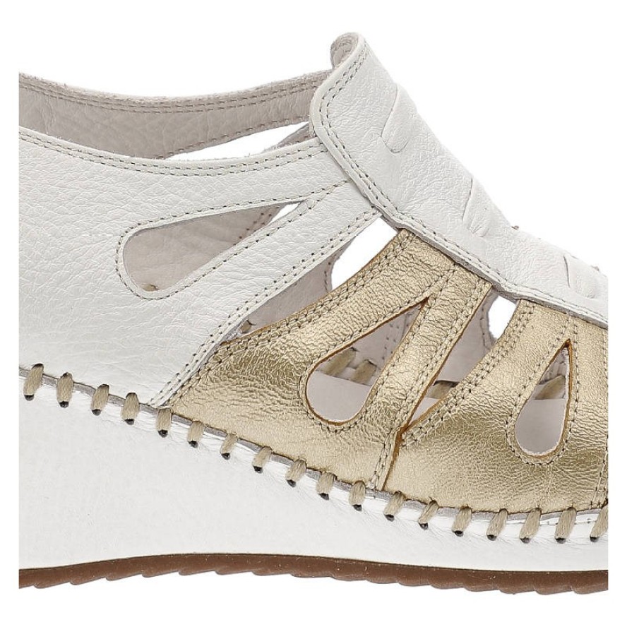 Białe Sandały Lanqier Damskie Skórzane Obuwie