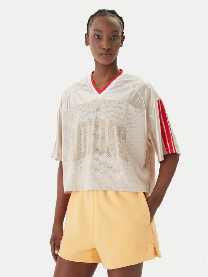 adidas T-Shirt Stadium JZ1073 Beżowy Loose Fit