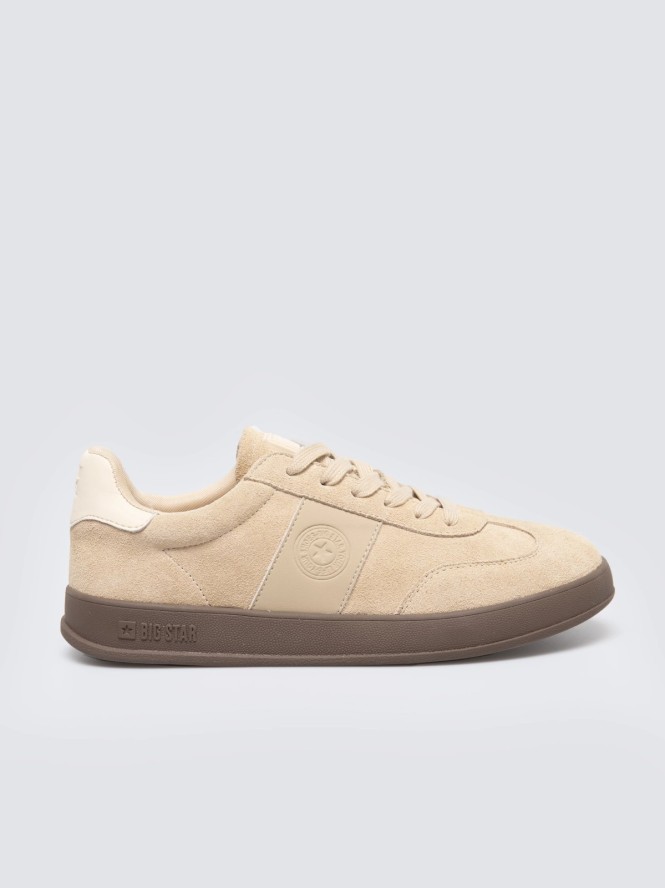 Sneakersy damskie ze skóry naturalnej zamszowej beżowe SS274689 801