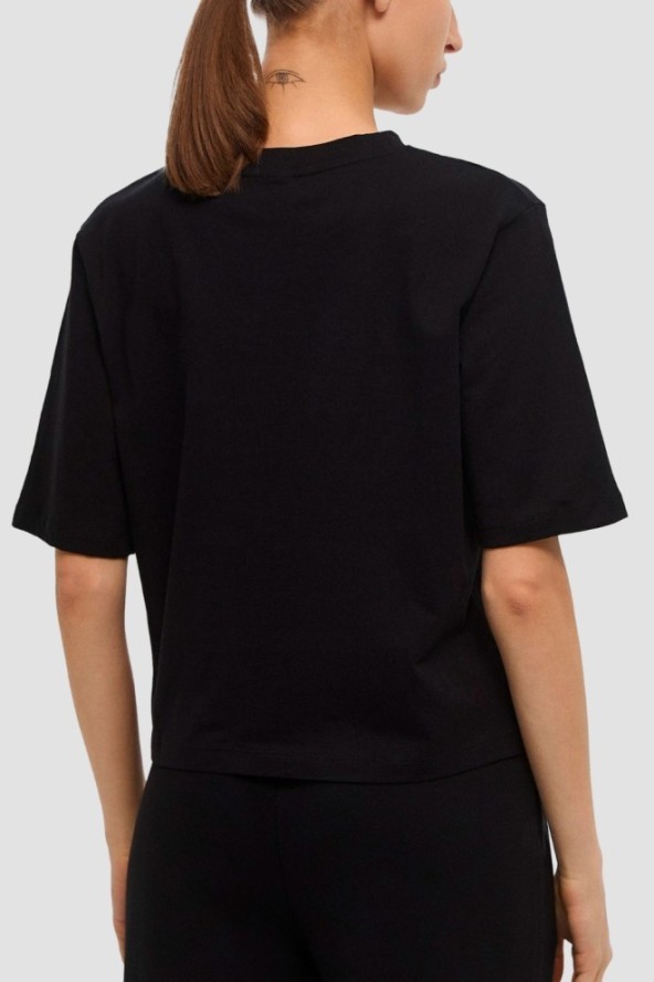 GUESS Czarny bawełniany t-shirt damski Colette Boxy, Rozmiar S