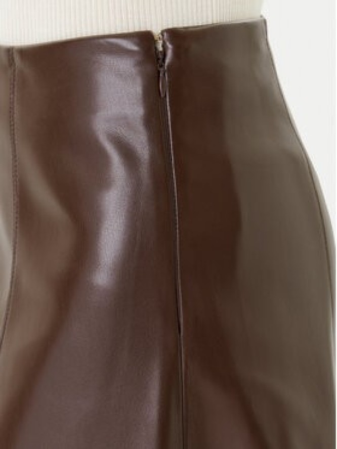 Simona Corsellini Spódnica z imitacji skóry A25CPGO00701 Brązowy Regular Fit