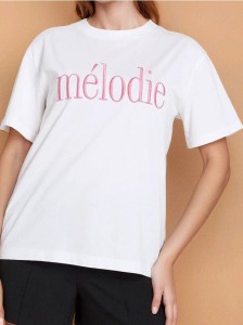 Koszulka z haftowanym napisem - biały