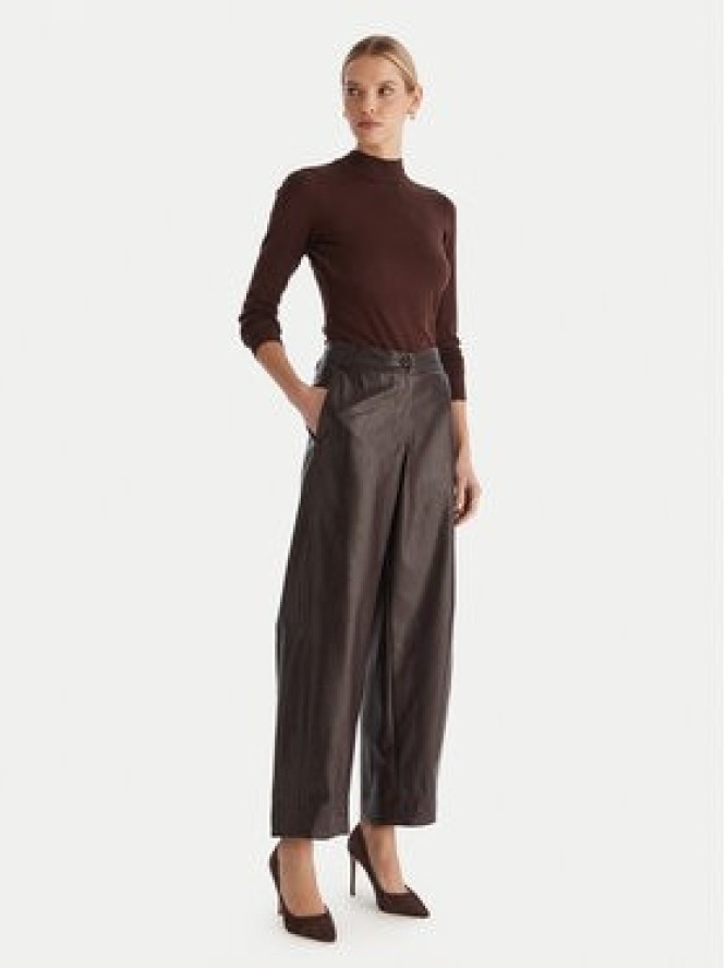 ACCESS FASHION Spodnie z imitacji skóry 54-5132-188 Brązowy Regular Fit