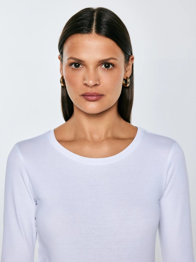 Bluzka damska z długim rękawem biała Classicala 101