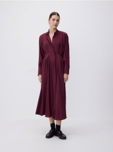 Sukienka midi z wiskozą - bordowy