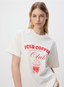 T-shirt z nadrukiem - złamana biel