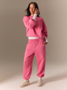 4F Spodnie dresowe joggery damskie - różowe XL
