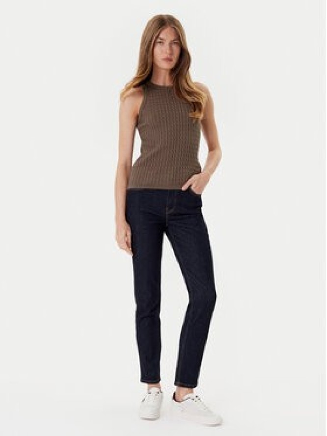 Tommy Hilfiger Top WW0WW45706 Brązowy Slim Fit