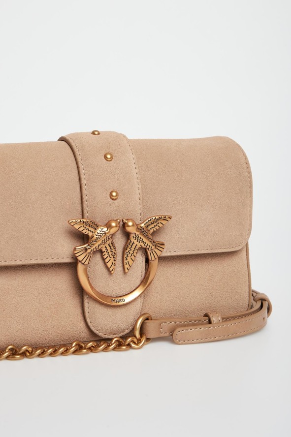 Torebka damska zamszowa skóra Mini Slouchy Fl Suede PINKO