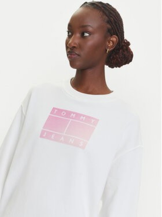 Tommy Jeans Bluza Gradient Flag DW0DW21396 Biały Relaxed Fit