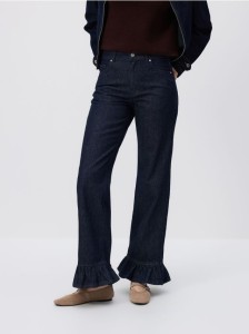 Jeansy z falbankami - granatowy