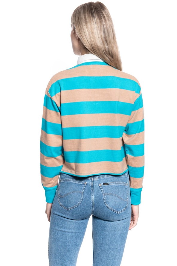 WRANGLER LS CROPPED POLO CARRIBEAN SEA W7Q3-GS-B13 112132082