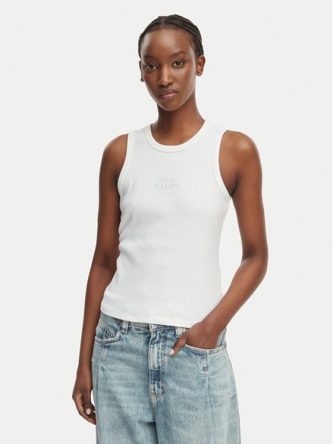 Calvin Klein Jeans Top LV047F239G Biały Slim Fit