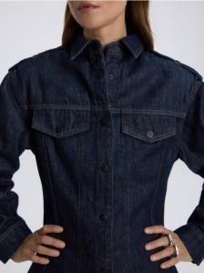 Taliowana kurtka denimowa - granatowy