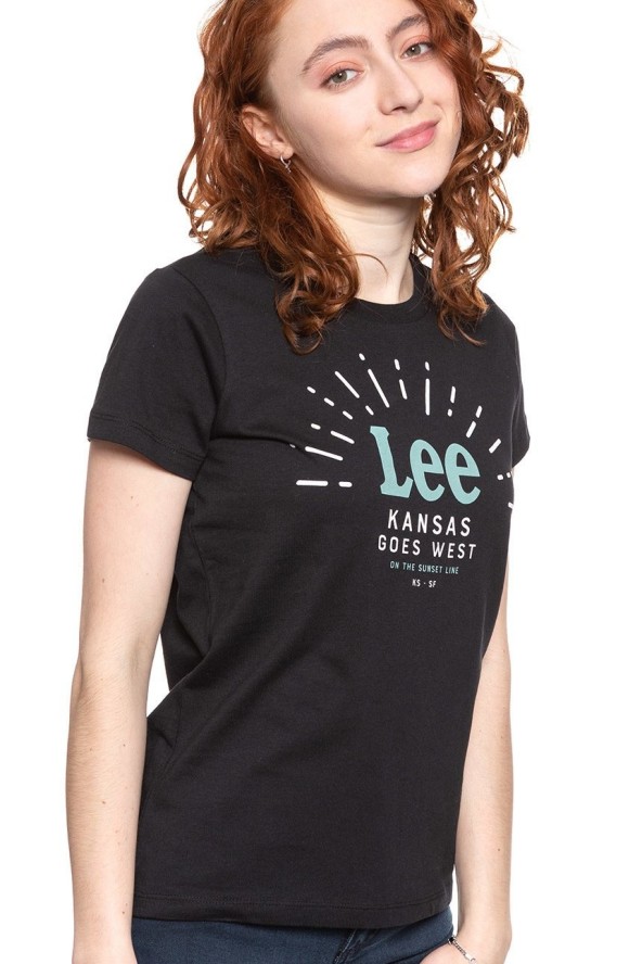LEE T SHIRT DAMSKI SEASONAL LOGO TEE BLACK L42YRE01 112109518