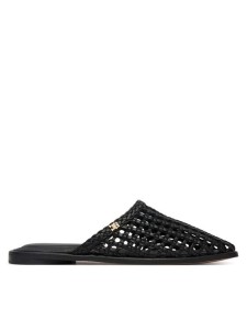 Tommy Hilfiger Klapki Hilfiger Leather Mix Flat Mule FW0FW09280 Czarny