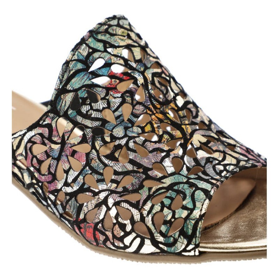 Kolorowe Klapki Clasicco Eleganckie Skórzane Obuwie