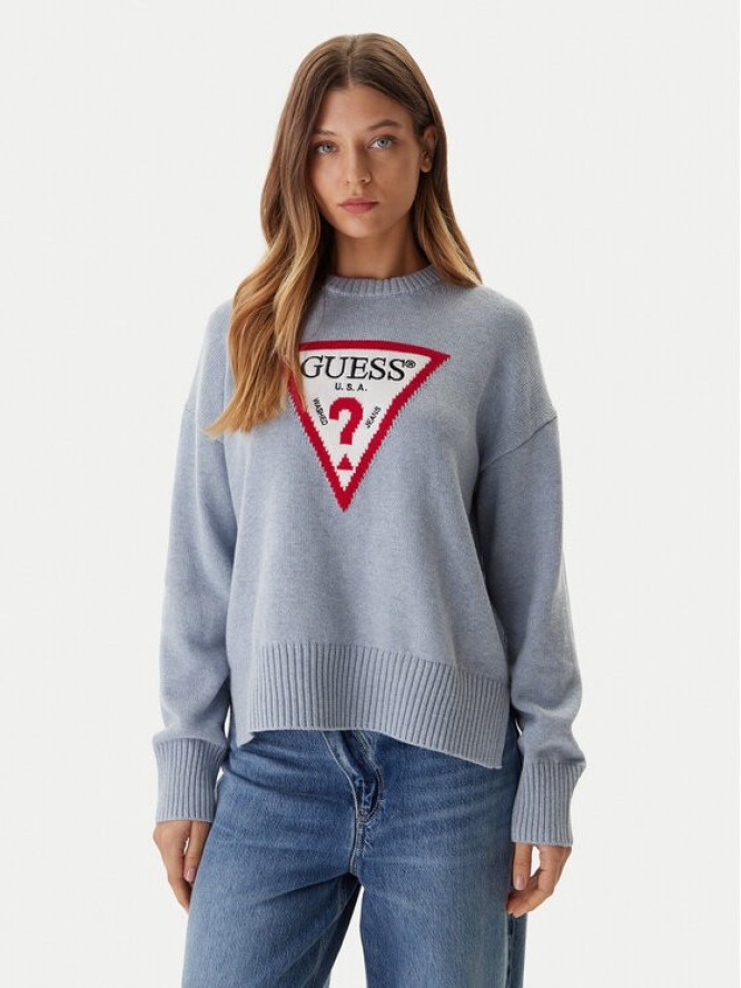Guess Jeans Sweter W4BR12 Z3HM1 Niebieski Relaxed Fit