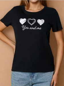 Bawełniana koszulka z nadrukiem - czarny