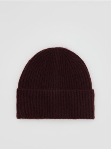 Czapka beanie z domieszką wełny - mahoniowy