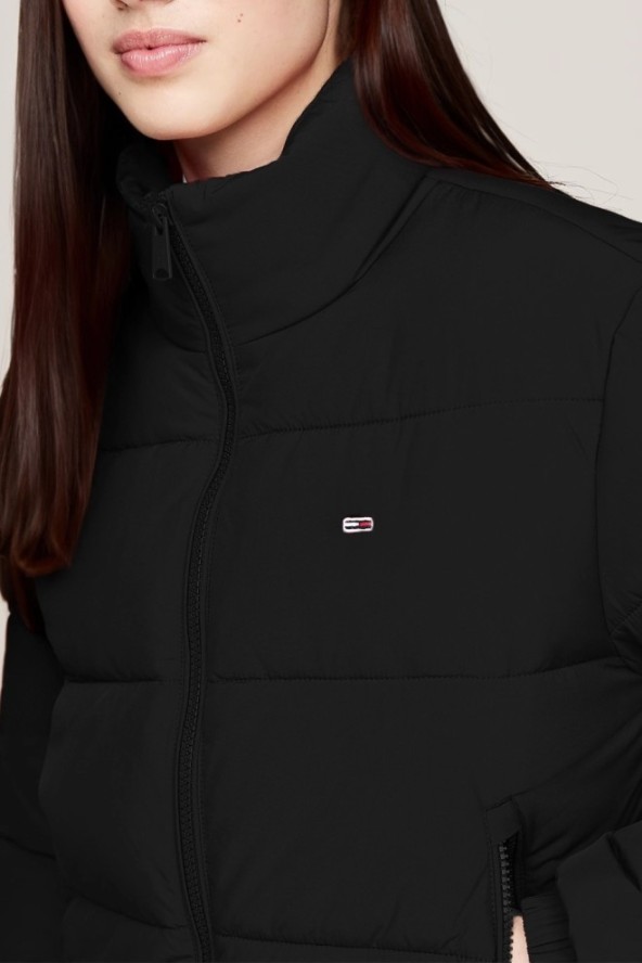 TOMMY JEANS Czarna kurtka damska z drobnym logo, Rozmiar L