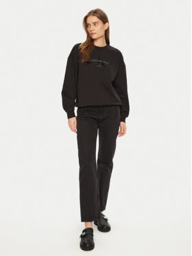 Calvin Klein Jeans Bluza Glossy Monologo J20J224724 Czarny Regular Fit