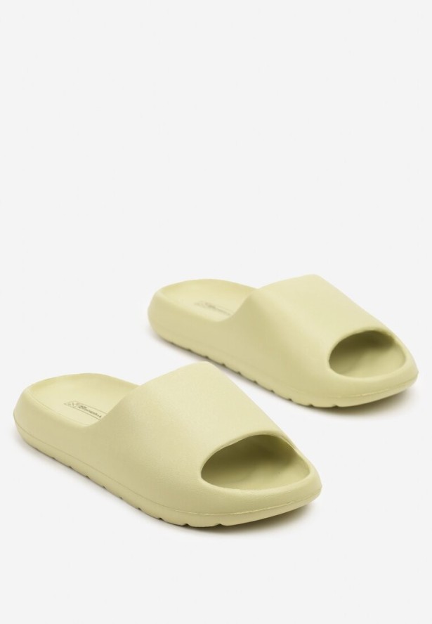 Jasnozielone Piankowe Klapki z Gładkim Wykończeniem Sonira