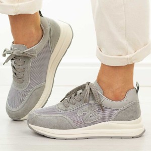 Szare skórzane sneakersy damskie T.Sokolski 459