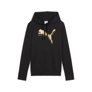 Damska bluza z kapturem ESS METALLIC PUMA Black Metallic Gold