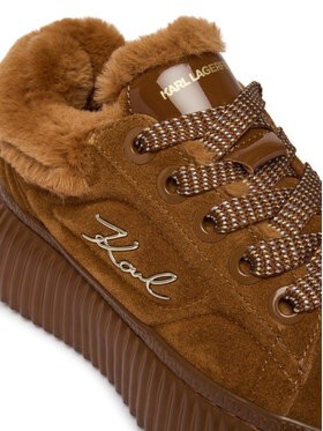 KARL LAGERFELD Sneakersy Kreeper Lo KL42312L Brązowy