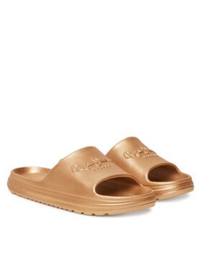 Pepe Jeans Klapki Beach Slidemet PLS70165 Złoty