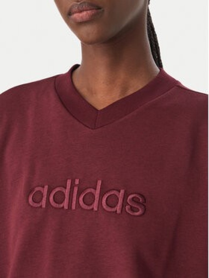adidas Bluza Seasonal Essentials Satin V-Neck KS7925 Bordowy Regular Fit