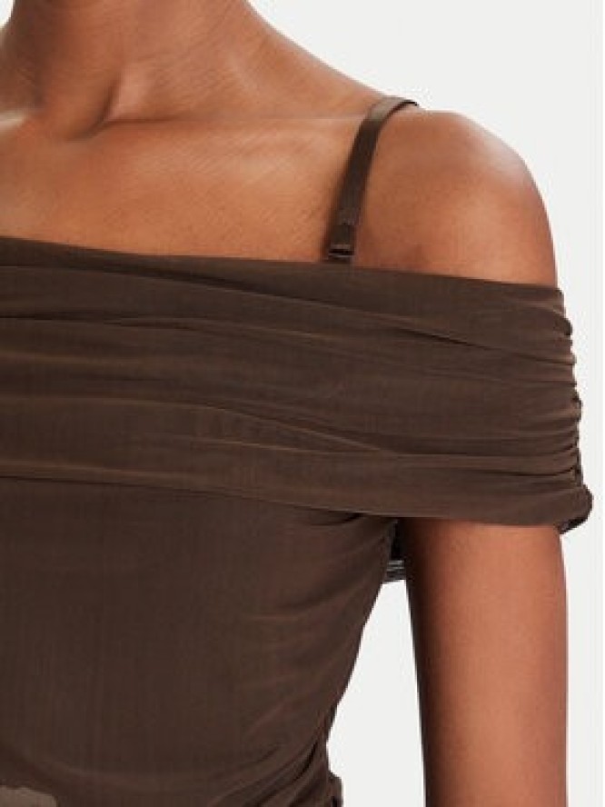 Guess Sukienka koktajlowa W5YK21 KCZC2 Brązowy Slim Fit