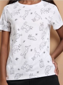 Koszulka all over w koty - biały