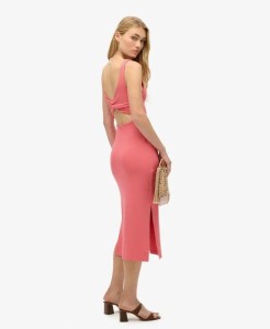 superdry Sukienka midi Jersey Twist Back – Slim fit, skręcane odkryte plecy