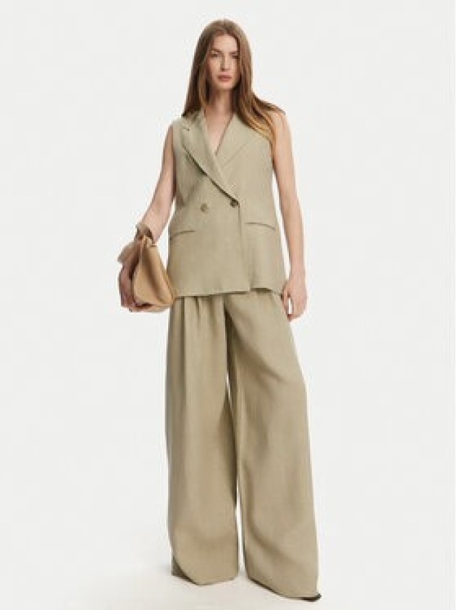 Marella Spodnie palazzo Zama 2513131132200 Khaki Regular Fit